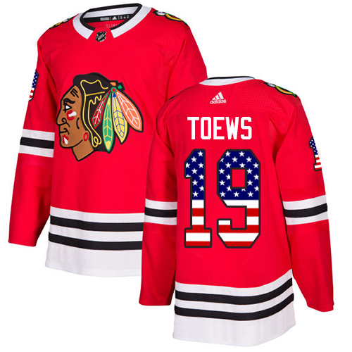 Adidas Blackhawks #19 Jonathan Toews Red Home Authentic USA Flag Stitched NHL Jersey Adidas Blackhawks #19 Jonathan Toews Red Home Authentic USA Flag Stitched NHL Jersey