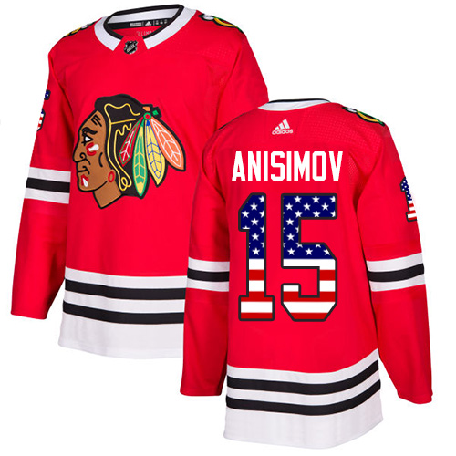 Adidas Blackhawks #15 Artem Anisimov Red Home Authentic USA Flag Stitched NHL Jersey Adidas Blackhawks #15 Artem Anisimov Red Home Authentic USA Flag Stitched NHL Jersey