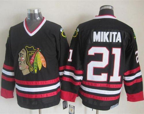 Blackhawks #21 Stan Mikita Black CCM Throwback Stitched NHL Jersey Blackhawks #21 Stan Mikita Black CCM Throwback Stitched NHL Jersey