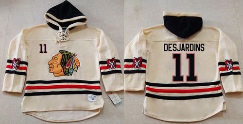 Blackhawks #11 Andrew Desjardins Cream Heavyweight Pullover Hoodie Stitched NHL Jersey Blackhawks #11 Andrew Desjardins Cream Heavyweight Pullover Hoodie Stitched NHL Jersey