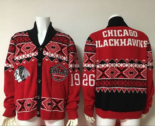 Men's Chicago Blackhawks Red Ugly Sweater Cardigan Men's Chicago Blackhawks Red Ugly Sweater Cardigan