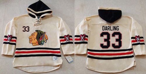 Blackhawks #33 Scott Darling Cream Heavyweight Pullover Hoodie Stitched NHL Jersey Blackhawks #33 Scott Darling Cream Heavyweight Pullover Hoodie Stitched NHL Jersey