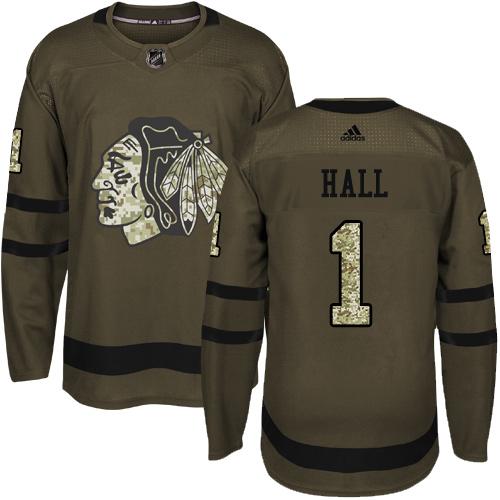 Adidas Blackhawks #1 Glenn Hall Green Salute to Service Stitched NHL Jersey Adidas Blackhawks #1 Glenn Hall Green Salute to Service Stitched NHL Jersey
