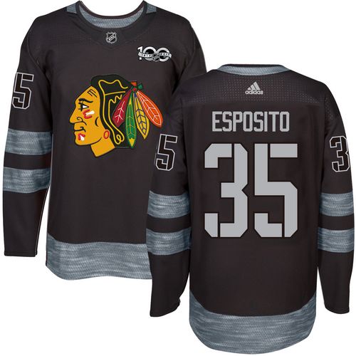 Adidas Blackhawks #35 Tony Esposito Black 1917-2017 100th Anniversary Stitched NHL Jersey Adidas Blackhawks #35 Tony Esposito Black 1917-2017 100th Anniversary Stitched NHL Jersey