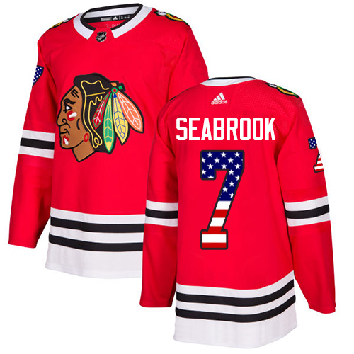 Adidas Blackhawks #7 Brent Seabrook Red Home Authentic USA Flag Stitched NHL Jersey Adidas Blackhawks #7 Brent Seabrook Red Home Authentic USA Flag Stitched NHL Jersey