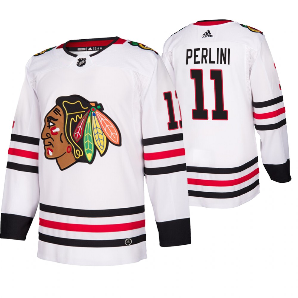 Chicago Blackhawks #11 Brendan Perlini 2019-20 Away Authentic Player White NHL Jersey Chicago Blackhawks #11 Brendan Perlini 2019-20 Away Authentic Player White NHL Jersey