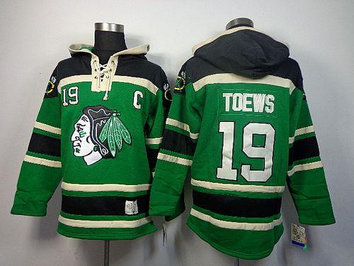 Blackhawks #19 Jonathan Toews Green St. Patrick's Day McNary Lace Hoodie Stitched NHL Jersey Blackhawks #19 Jonathan Toews Green St. Patrick's Day McNary Lace Hoodie Stitched NHL Jersey
