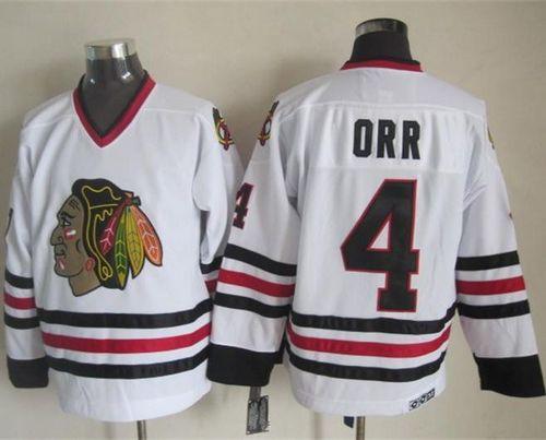 Blackhawks #4 Bobby Orr White CCM Throwback Stitched NHL Jersey Blackhawks #4 Bobby Orr White CCM Throwback Stitched NHL Jersey