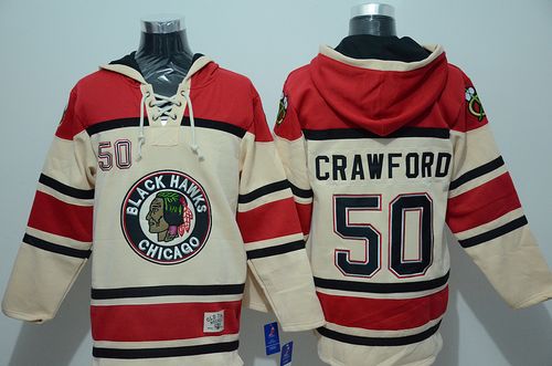 Blackhawks #50 Corey Crawford Cream Sawyer Hooded Sweatshirt Stitched NHL Jersey Blackhawks #50 Corey Crawford Cream Sawyer Hooded Sweatshirt Stitched NHL Jersey
