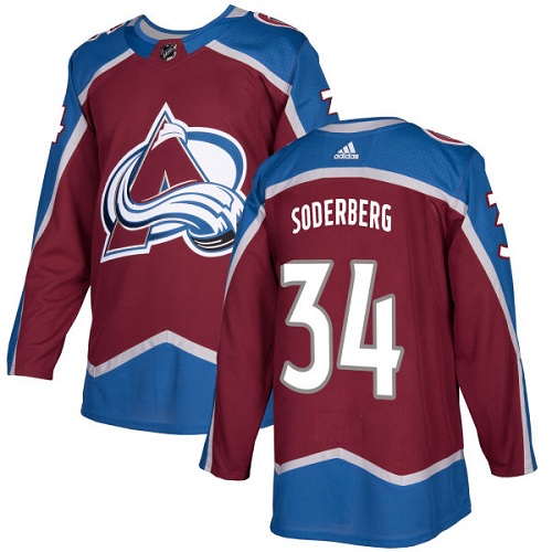Adidas Avalanche #34 Carl Soderberg Burgundy Home Authentic Stitched NHL Jersey Adidas Avalanche #34 Carl Soderberg Burgundy Home Authentic Stitched NHL Jersey