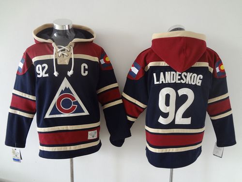 Avalanche #92 Gabriel Landeskog Navy Blue Sawyer Hooded Sweatshirt Stitched NHL Jersey Avalanche #92 Gabriel Landeskog Navy Blue Sawyer Hooded Sweatshirt Stitched NHL Jersey