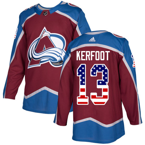 Adidas Avalanche #13 Alexander Kerfoot Burgundy Home Authentic USA Flag Stitched NHL Jersey Adidas Avalanche #13 Alexander Kerfoot Burgundy Home Authentic USA Flag Stitched NHL Jersey