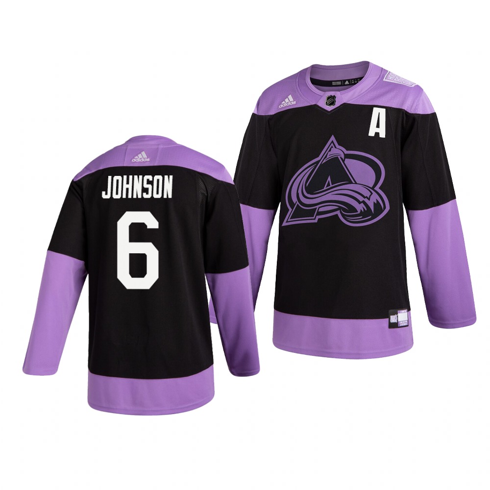 Colorado Avalanche #6 Erik Johnson Adidas Men's Hockey Fights Cancer Practice NHL Jersey Black Colorado Avalanche #6 Erik Johnson Adidas Men's Hockey Fights Cancer Practice NHL Jersey Black
