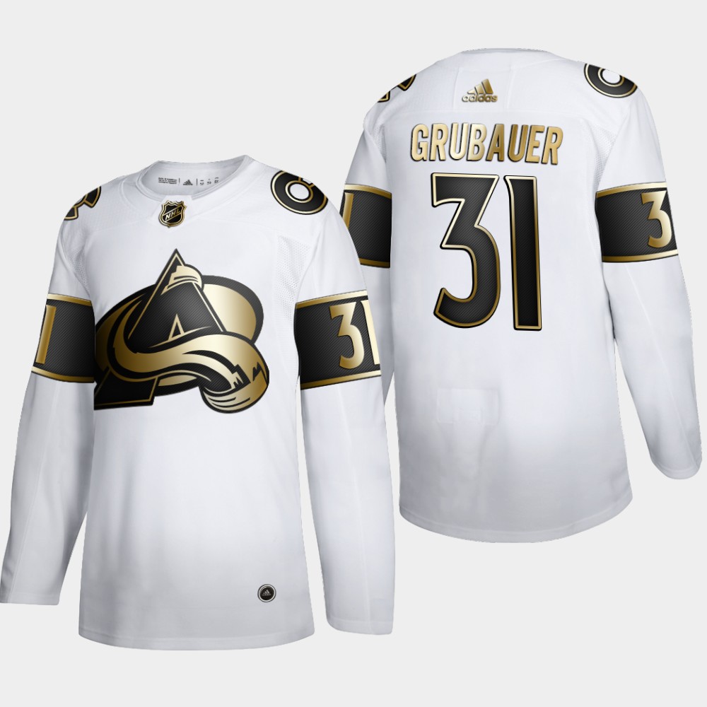 Colorado Avalanche #31 Philipp Grubauer Men's Adidas White Golden Edition Limited Stitched NHL Jersey Colorado Avalanche #31 Philipp Grubauer Men's Adidas White Golden Edition Limited Stitched NHL Jersey
