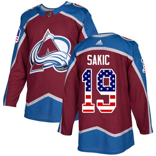 Adidas Avalanche #19 Joe Sakic Burgundy Home Authentic USA Flag Stitched NHL Jersey Adidas Avalanche #19 Joe Sakic Burgundy Home Authentic USA Flag Stitched NHL Jersey