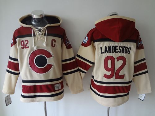 Avalanche #92 Gabriel Landeskog Cream Sawyer Hooded Sweatshirt Stitched NHL Jersey Avalanche #92 Gabriel Landeskog Cream Sawyer Hooded Sweatshirt Stitched NHL Jersey