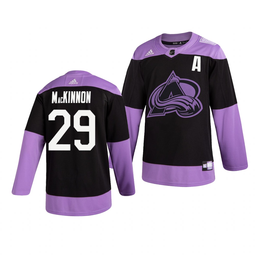 Colorado Avalanche #29 Nathan Mackinnon Adidas Men's Hockey Fights Cancer Practice NHL Jersey Black Colorado Avalanche #29 Nathan Mackinnon Adidas Men's Hockey Fights Cancer Practice NHL Jersey Black