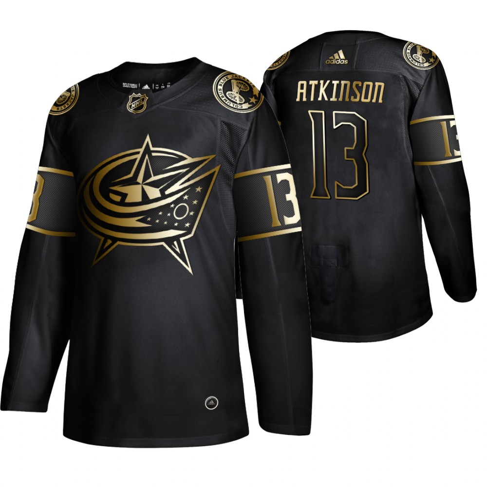 Adidas Blue Jackets #13 Cam Atkinson Men's 2019 Black Golden Edition Authentic Stitched NHL Jersey Adidas Blue Jackets #13 Cam Atkinson Men's 2019 Black Golden Edition Authentic Stitched NHL Jersey