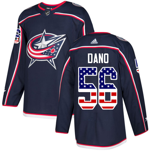 Adidas Blue Jackets #56 Marko Dano Navy Blue Home Authentic USA Flag Stitched NHL Jersey