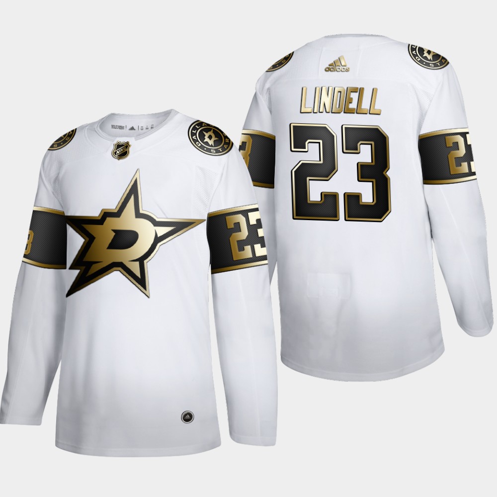 Dallas Stars #23 Esa Lindell Men's Adidas White Golden Edition Limited Stitched NHL Jersey Dallas Stars #23 Esa Lindell Men's Adidas White Golden Edition Limited Stitched NHL Jersey