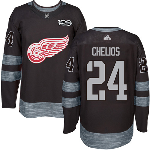 Adidas Red Wings #24 Chris Chelios Black 1917-2017 100th Anniversary Stitched NHL Jersey Adidas Red Wings #24 Chris Chelios Black 1917-2017 100th Anniversary Stitched NHL Jersey