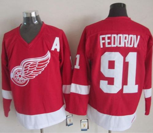 Red Wings #91 Sergei Fedorov Red CCM Throwback Stitched NHL Jersey Red Wings #91 Sergei Fedorov Red CCM Throwback Stitched NHL Jersey
