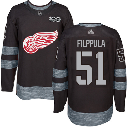 Adidas Red Wings #51 Valtteri Filppula Black 1917-2017 100th Anniversary Stitched NHL Jersey