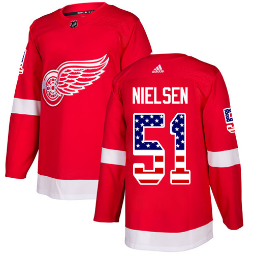 Adidas Red Wings #51 Frans Nielsen Red Home Authentic USA Flag Stitched NHL Jersey Adidas Red Wings #51 Frans Nielsen Red Home Authentic USA Flag Stitched NHL Jersey