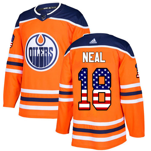 Adidas Oilers #18 James Neal Orange Home Authentic USA Flag Stitched NHL Jersey Adidas Oilers #18 James Neal Orange Home Authentic USA Flag Stitched NHL Jersey