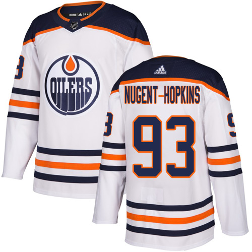 Adidas Oilers #93 Ryan Nugent-Hopkins White Road Authentic Stitched NHL Jersey Adidas Oilers #93 Ryan Nugent-Hopkins White Road Authentic Stitched NHL Jersey