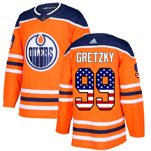 Adidas Oilers #99 Wayne Gretzky Orange Home Authentic USA Flag Stitched NHL Jersey Adidas Oilers #99 Wayne Gretzky Orange Home Authentic USA Flag Stitched NHL Jersey