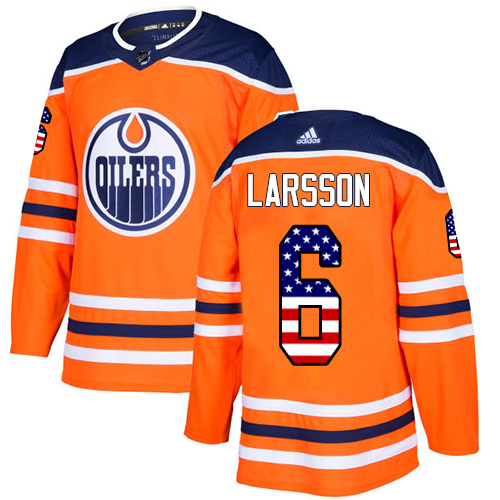 Adidas Oilers #6 Adam Larsson Orange Home Authentic USA Flag Stitched NHL Jersey Adidas Oilers #6 Adam Larsson Orange Home Authentic USA Flag Stitched NHL Jersey