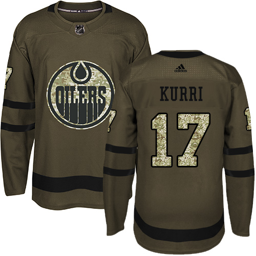 Adidas Oilers #17 Jari Kurri Green Salute to Service Stitched NHL Jersey Adidas Oilers #17 Jari Kurri Green Salute to Service Stitched NHL Jersey