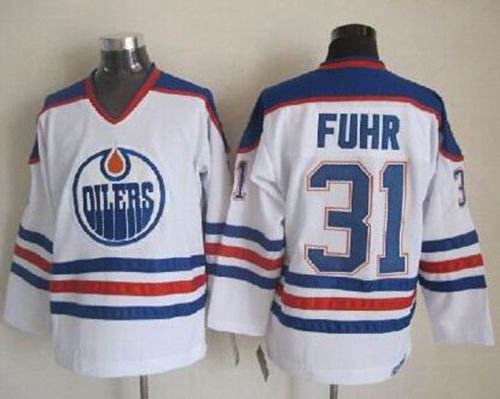 Oilers #31 Grant Fuhr White CCM Throwback Stitched NHL Jersey Oilers #31 Grant Fuhr White CCM Throwback Stitched NHL Jersey