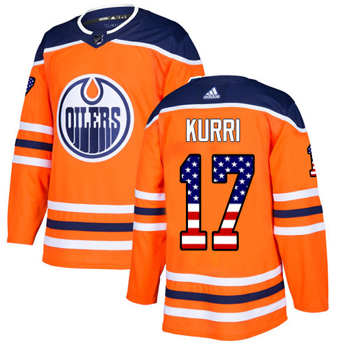 Adidas Oilers #17 Jari Kurri Orange Home Authentic USA Flag Stitched NHL Jersey Adidas Oilers #17 Jari Kurri Orange Home Authentic USA Flag Stitched NHL Jersey