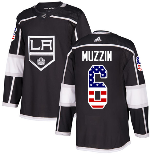 Adidas Kings #6 Jake Muzzin Black Home Authentic USA Flag Stitched NHL Jersey Adidas Kings #6 Jake Muzzin Black Home Authentic USA Flag Stitched NHL Jersey
