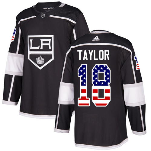Adidas Kings #18 Dave Taylor Black Home Authentic USA Flag Stitched NHL Jersey Adidas Kings #18 Dave Taylor Black Home Authentic USA Flag Stitched NHL Jersey