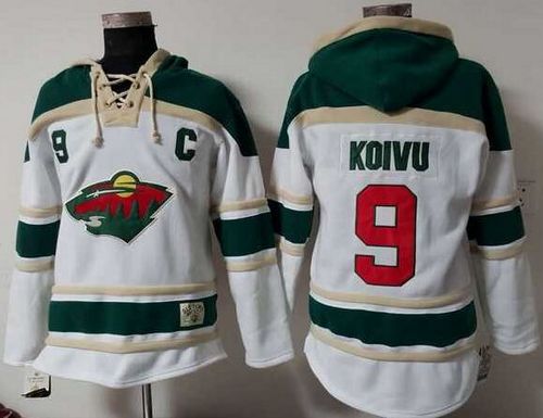 Wild #9 Mikko Koivu White Sawyer Hooded Sweatshirt Stitched NHL Jersey Wild #9 Mikko Koivu White Sawyer Hooded Sweatshirt Stitched NHL Jersey