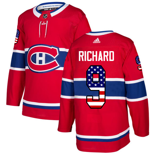 Adidas Canadiens #9 Maurice Richard Red Home Authentic USA Flag Stitched NHL Jersey Adidas Canadiens #9 Maurice Richard Red Home Authentic USA Flag Stitched NHL Jersey