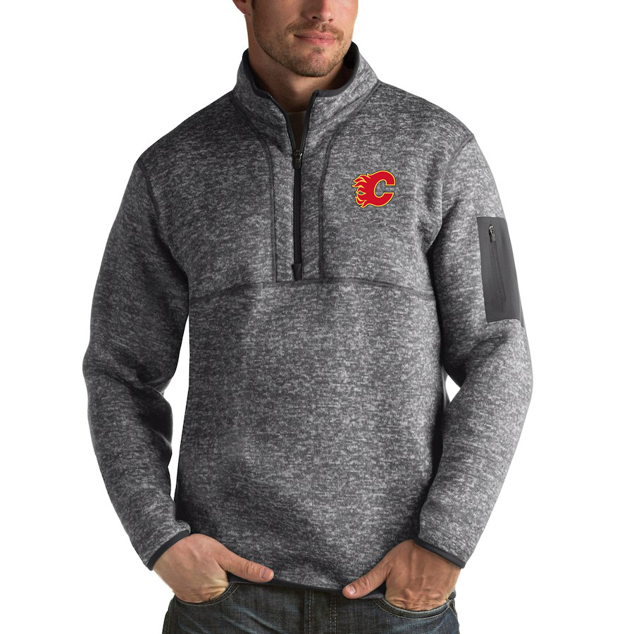 Calgary Flames Antigua Fortune Quarter-Zip Pullover Jacket Black Calgary Flames Antigua Fortune Quarter-Zip Pullover Jacket Black