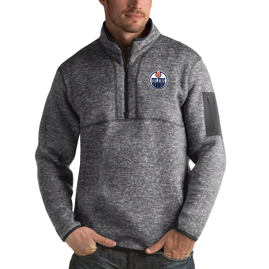 Edmonton Oilers Antigua Fortune Quarter-Zip Pullover Jacket Black Edmonton Oilers Antigua Fortune Quarter-Zip Pullover Jacket Black