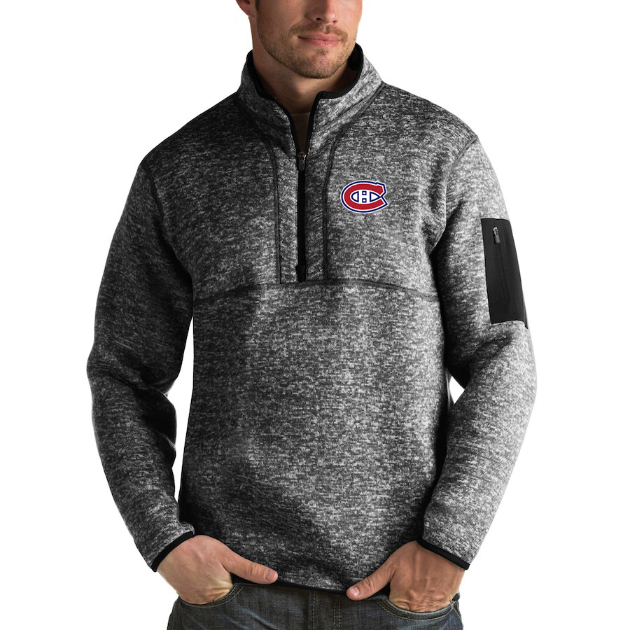 Montreal Canadiens Antigua Fortune Quarter-Zip Pullover Jacket Charcoal Montreal Canadiens Antigua Fortune Quarter-Zip Pullover Jacket Charcoal