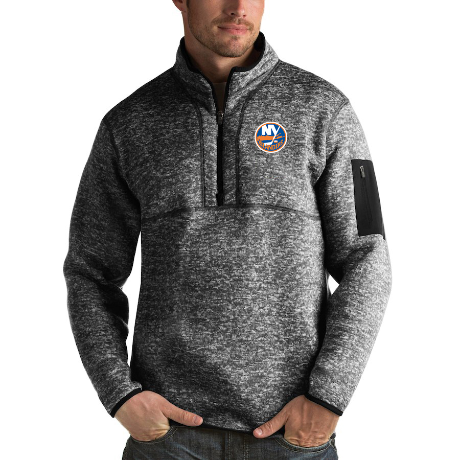 New York Islanders Antigua Fortune Quarter-Zip Pullover Jacket Charcoal New York Islanders Antigua Fortune Quarter-Zip Pullover Jacket Charcoal