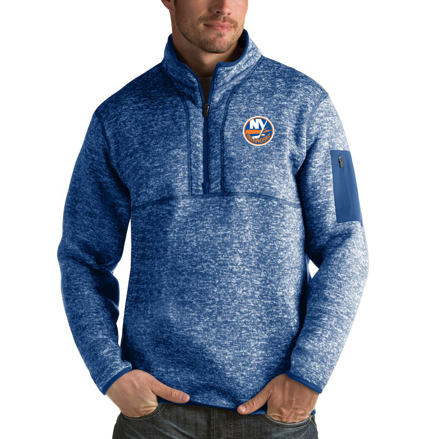 New York Islanders Antigua Fortune Quarter-Zip Pullover Jacket Blue New York Islanders Antigua Fortune Quarter-Zip Pullover Jacket Blue