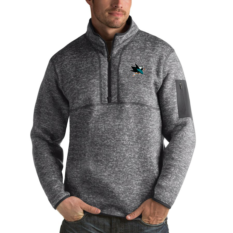 San Jose Sharks Antigua Fortune Quarter-Zip Pullover Jacket Black San Jose Sharks Antigua Fortune Quarter-Zip Pullover Jacket Black