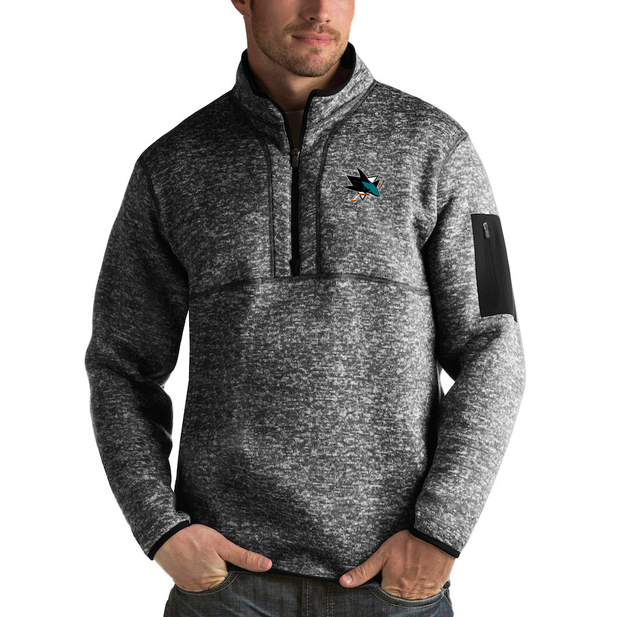 San Jose Sharks Antigua Fortune Quarter-Zip Pullover Jacket Charcoal San Jose Sharks Antigua Fortune Quarter-Zip Pullover Jacket Charcoal