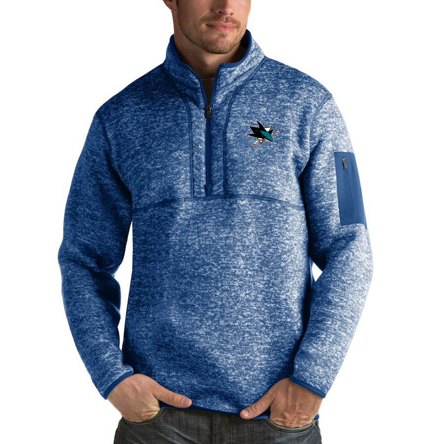 San Jose Sharks Antigua Fortune Quarter-Zip Pullover Jacket Blue San Jose Sharks Antigua Fortune Quarter-Zip Pullover Jacket Blue
