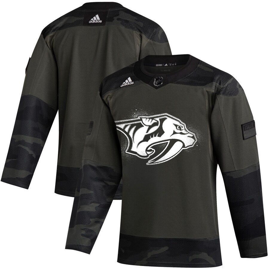 Nashville Predators Adidas 2019 Veterans Day Authentic Practice NHL Jersey Camo