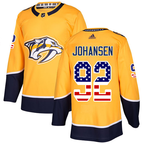 Adidas Predators #92 Ryan Johansen Yellow Home Authentic USA Flag Stitched NHL Jersey Adidas Predators #92 Ryan Johansen Yellow Home Authentic USA Flag Stitched NHL Jersey