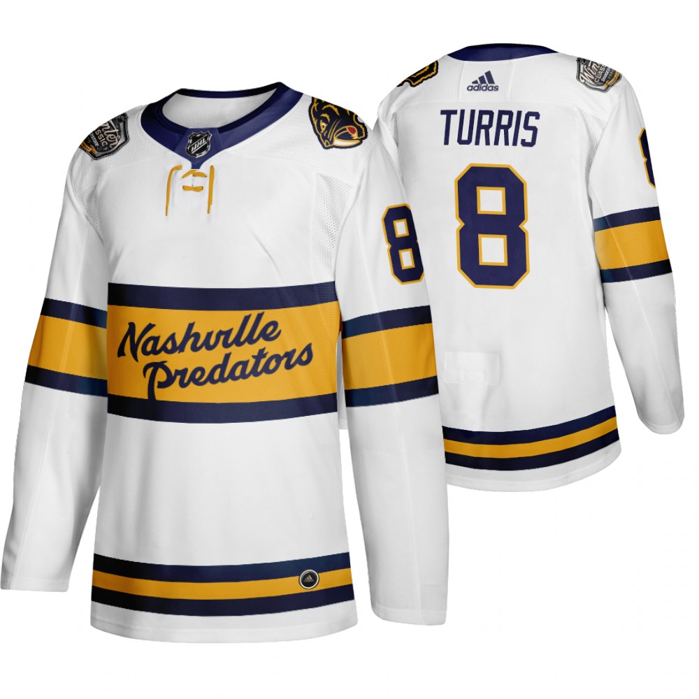 Adidas Predators #8 Kyle Turris Men's White 2020 Winter Classic Retro Authentic NHL Jersey